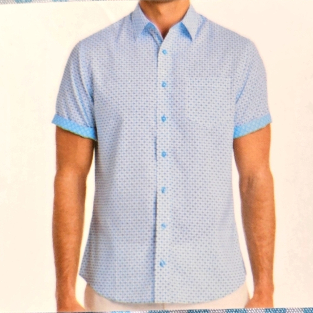 Nick Graham Everywhere L Men's Blue Button Down Shirt Slim Fit